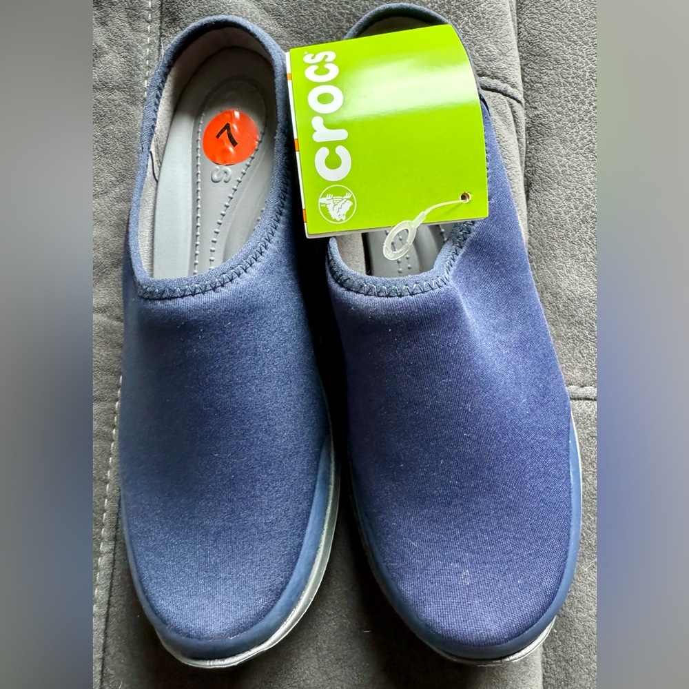 Crocs Navy Mules size 7
